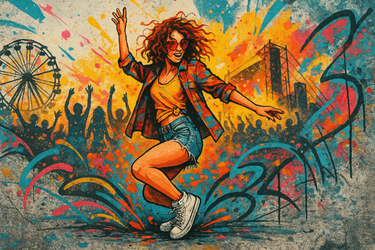 Urban banner met festival thema